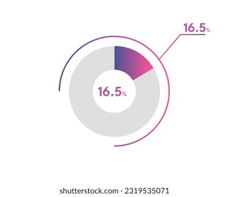 16.5 Percentage circle diagrams Infographics vector, circle diagram business illustration, Designing the 16.5% Segment in the Pie Chart.