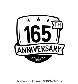 165 years anniversary celebration shield design template. 165th anniversary logo. Vector and illustration.