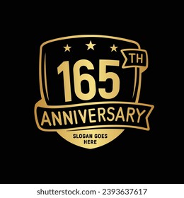 165 years anniversary celebration shield design template. 165th anniversary logo. Vector and illustration.