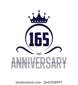 165 years anniversary celebration shield design template. 165th anniversary logo. Vector and illustration.