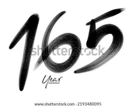 165 Years Anniversary Celebration Vector Template, 165 number logo design, 165th birthday, Black Lettering Numbers brush drawing hand drawn sketch, number logo design vector illustration