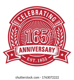 165 years anniversary celebrations design template. 165th logo. Vector and illustrations.