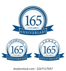 165 years anniversary logo collections. Set of 165th Anniversary logotype template. Vector and illustration.