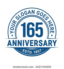 165 years anniversary logo design template. 165th anniversary celebrating logotype. Vector and illustration.