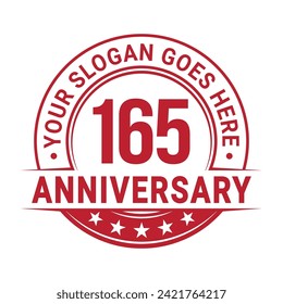 165 years anniversary logo design template. 165th anniversary celebrating logotype. Vector and illustration.