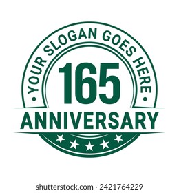 165 years anniversary logo design template. 165th anniversary celebrating logotype. Vector and illustration.