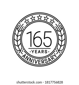 165 years anniversary logo template. 165th line art vector and illustration.