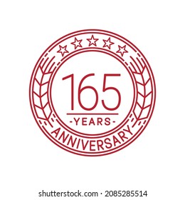 165 years anniversary logo template. 165th line art vector and illustration.