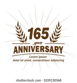 165 years anniversary logo. Vector and illustration.