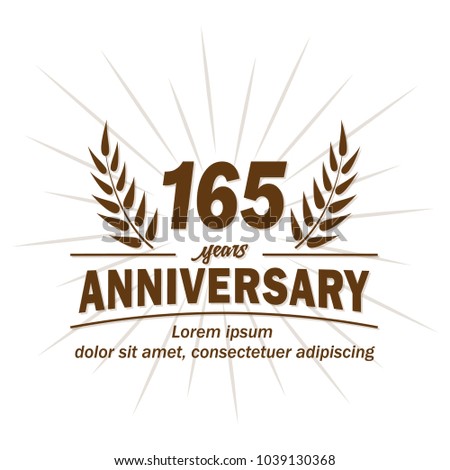 165 years anniversary logo. Vector and illustration.