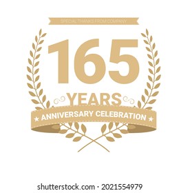 165 years anniversary vector icon, logo. Graphic design element with number and text composition for 165th anniversary