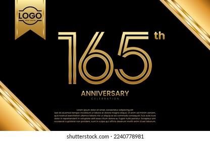 165th Anniversary Celebration. Anniversary Template Design With Golden Number and Font, Vector Template Illustration