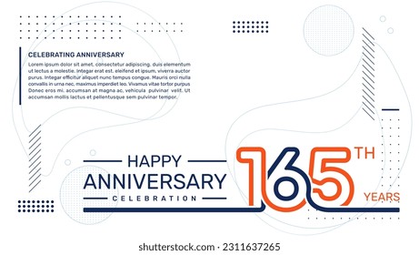 165th anniversary template design with abstract background, vector template