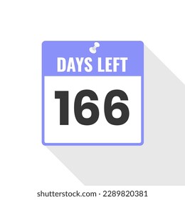 166 Days Left Countdown sales icon. 166 days left to go Promotional banner