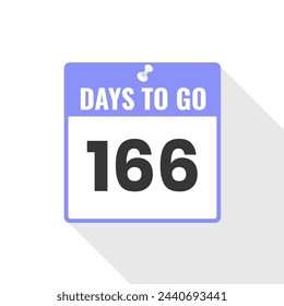 166 Days Left Countdown sales icon. 166 days left to go Promotional banner