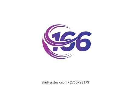 166 Number Logo Design with Purple Gradient Swirl Circle