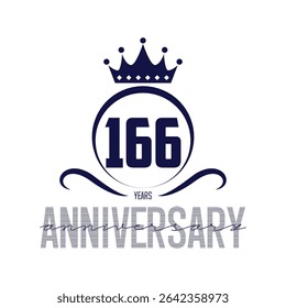 166 years anniversary celebration logo template. One hundred sixty six years vector and illustration