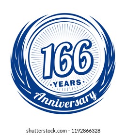 166 years anniversary. Anniversary logo design. 166 years logo.