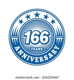 166 years anniversary. Anniversary logo design. Vector and illustration.