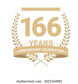 166 years anniversary vector icon, logo. Graphic design element with number and text composition for 166th anniversary