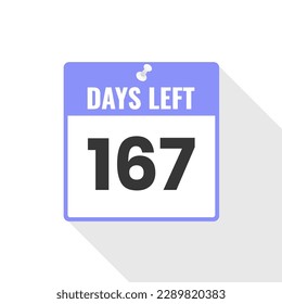 167 Days Left Countdown sales icon. 167 days left to go Promotional banner