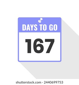 167 Days Left Countdown sales icon. 167 days left to go Promotional banner