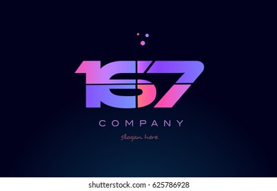 167 pink blue purple number digit numeral dots creative company logo vector icon design template