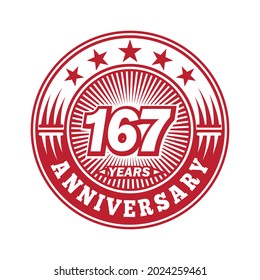 167 years anniversary. Anniversary logo design. Vector and illustration.