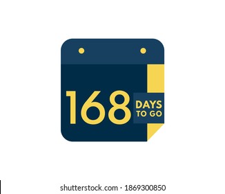 168 days to go calendar icon on white background, 168 days countdown, Countdown left days banner image