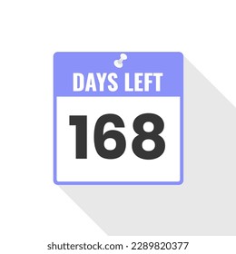 168 Days Left Countdown sales icon. 168 days left to go Promotional banner