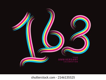 168 number design vector, graphic t shirt, 168 years anniversary celebration logotype colorful line, 168th birthday logo, Banner template, logo number elements for invitation card, poster