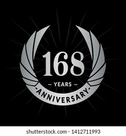 168 years anniversary. Elegant anniversary design. 168 years logo.