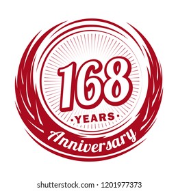 168 years anniversary. Anniversary logo design. 168 years logo.
