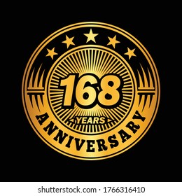 168 years anniversary. Anniversary logo design. Vector and illustration.