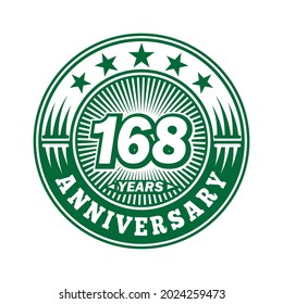 168 years anniversary. Anniversary logo design. Vector and illustration.