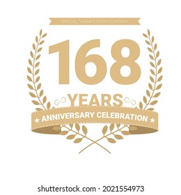 168 years anniversary vector icon, logo. Graphic design element with number and text composition for 168th anniversary