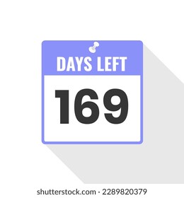 169 Days Left Countdown sales icon. 169 days left to go Promotional banner