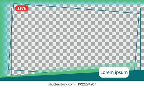 16:9 Landscape Frame tamplate for broadcasting video or editing with green light color scheme