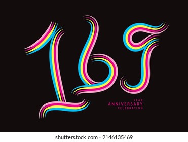 169 number design vector, graphic t shirt, 169 years anniversary celebration logotype colorful line, 169th birthday logo, Banner template, logo number elements for invitation card, poster