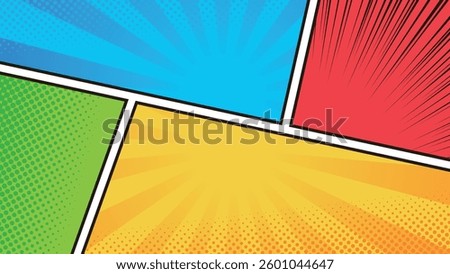 16:9 size background material: Colorful and lively American comic book style framed background vector illustration