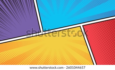 16:9 size background material: Colorful and lively American comic book style framed background vector illustration