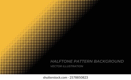 16:9 size background material: stylish halftone dot pattern vector illustration in yellow and black