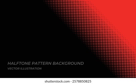 16:9 size background material: vector illustration of stylish halftone dot pattern in red and black