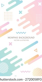 Material de fondo de Vertical de tamaño 16:9: Fondo geométrico de estilo retro de Memphis con espacio de texto. 