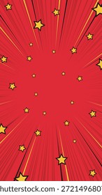 Material de fondo de Vertical de tamaño 16:9: Ilustración vectorial de estrellas que salen de una línea convergente compuesta de negro, amarillo y rojo