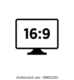 16:9 TV.Monitor sign.flat icon
