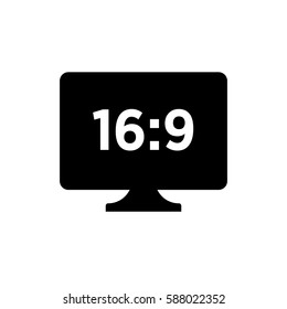 16:9 TV.Monitor sign.flat icon