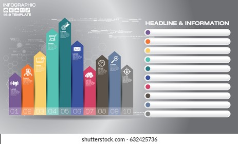 16:9 Vector infographic template with label, integrated circles. Business concept with options. For content, diagram, flowchart, steps, parts, timeline infographics, workflow layout, chart