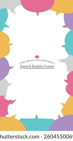 A 16:9 vertical frame background material surrounded by many speech bubbles. Vector data with editable speech bubble positions