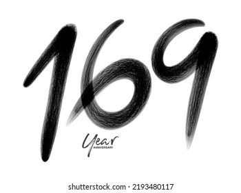 169 Years Anniversary Celebration Vector Template, 169 number logo design, 169th birthday, Black Lettering Numbers brush drawing hand drawn sketch, number logo design vector illustration